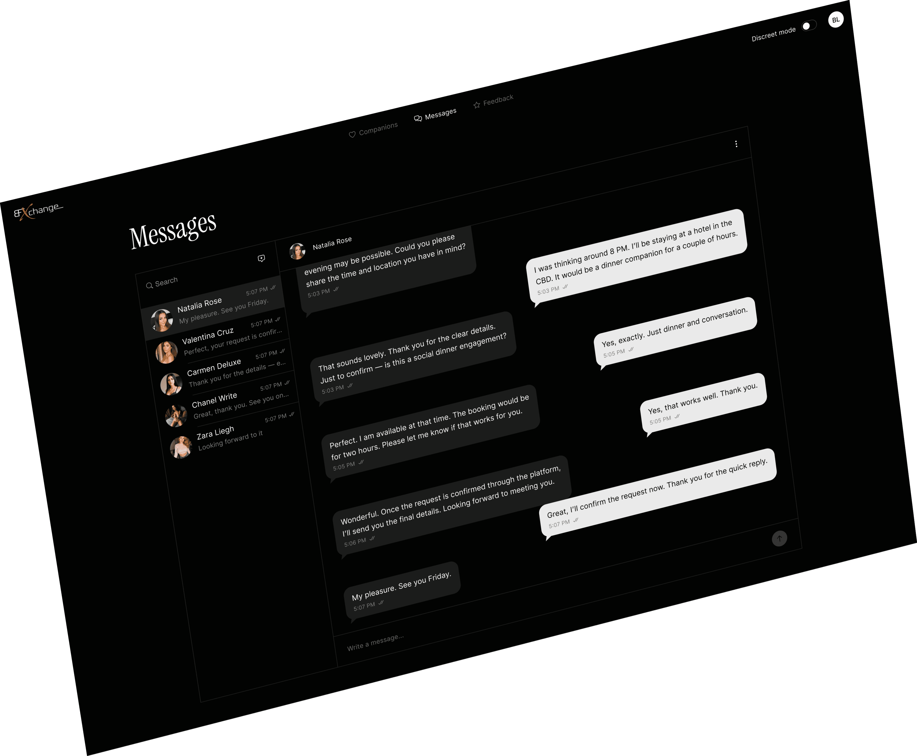 Messaging interface on laptop